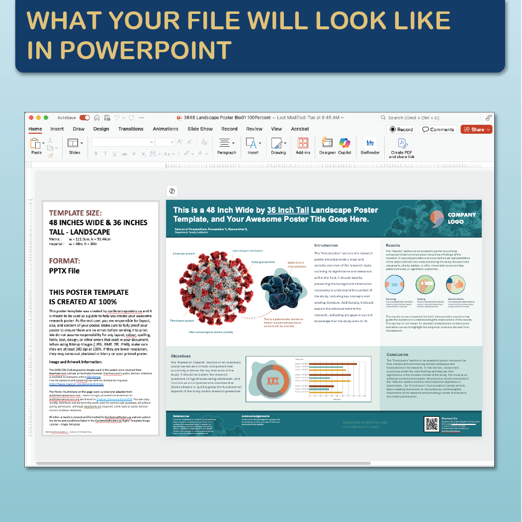 48 x 36 Landscape PowerPoint Template – Biology 01