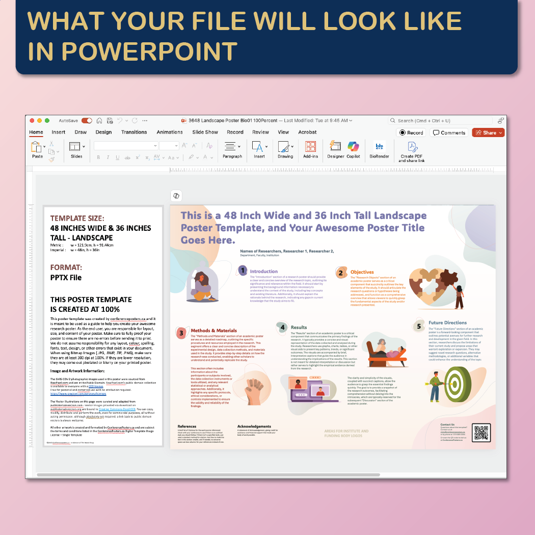 48 x 36 Landscape PowerPoint Template – Wellness 01