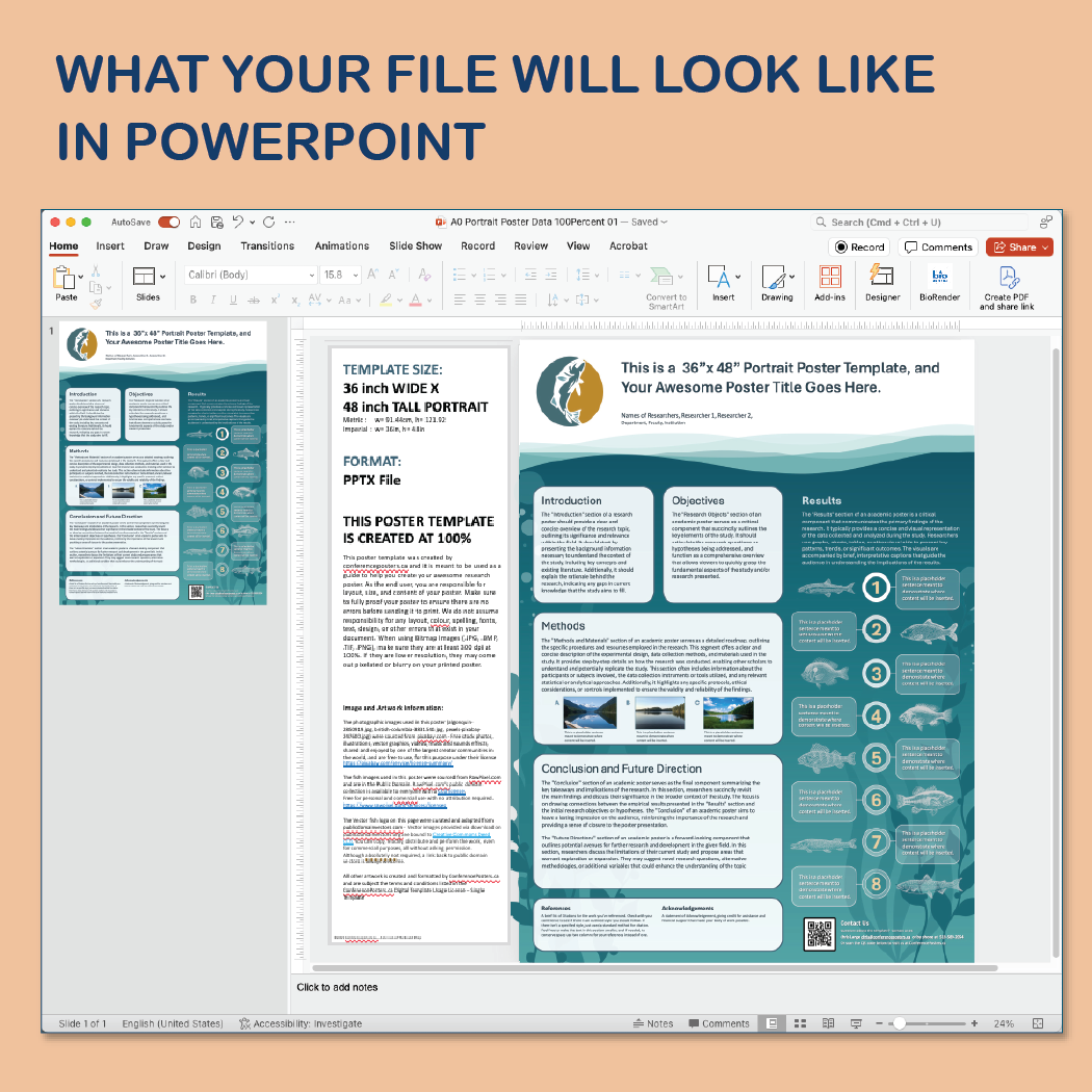 36 x 48 Portrait PowerPoint Template – Bio 04