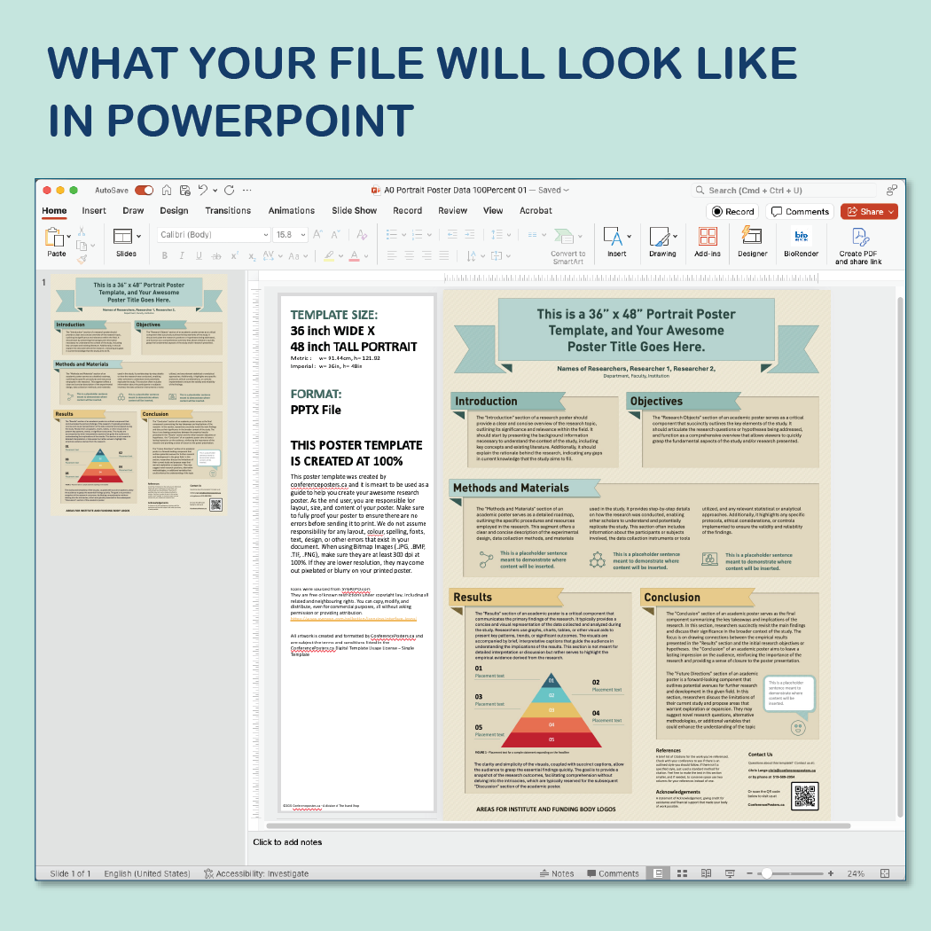 36 x 48 Portrait PowerPoint Template – Generic 01