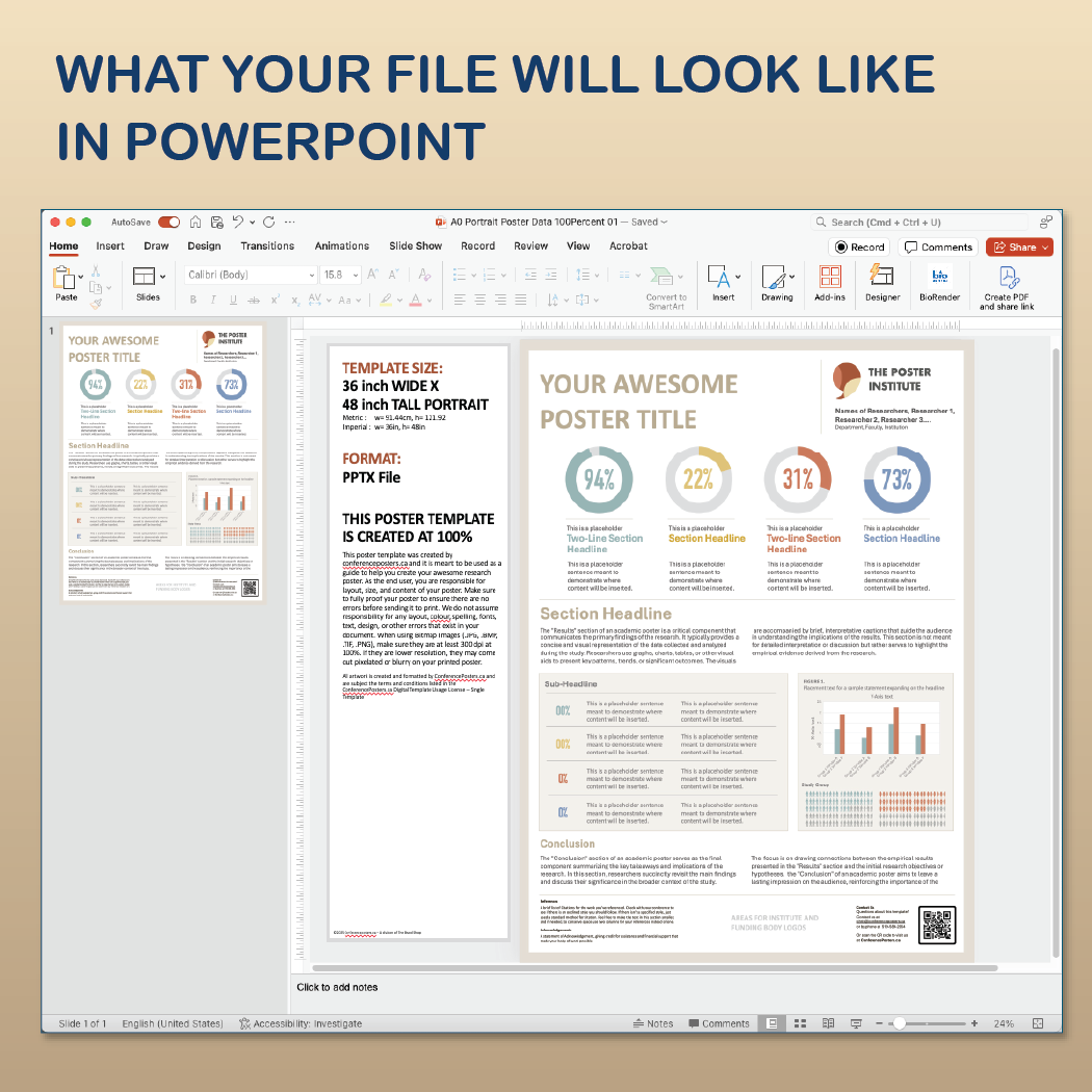 36 x 48 Portrait PowerPoint Template – Data 01