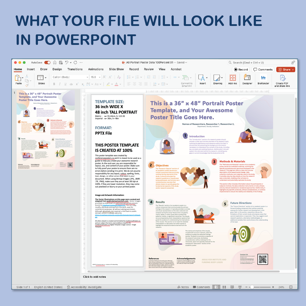 36 x 48 Portrait PowerPoint Template – Wellness 01