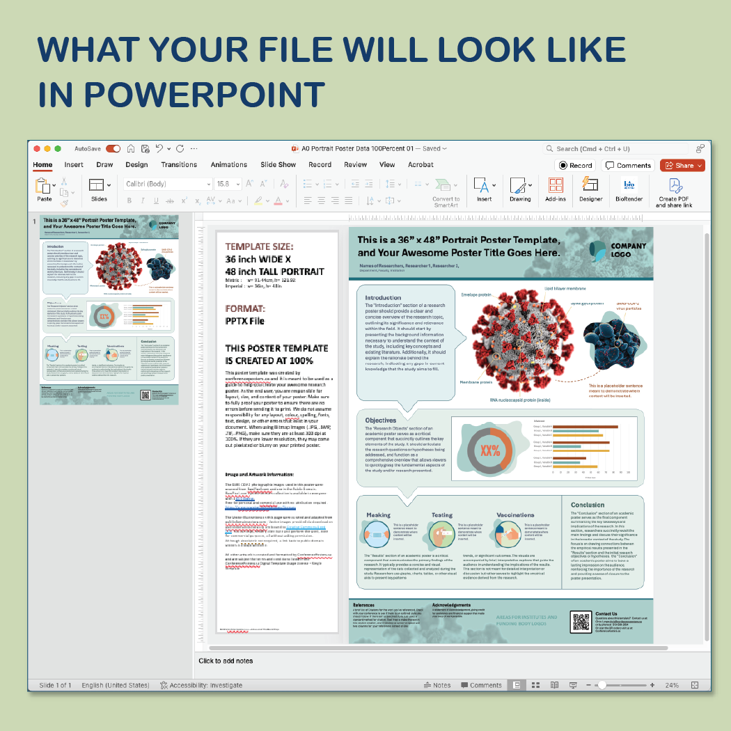 36 x 48 Portrait PowerPoint Template – Bio 03