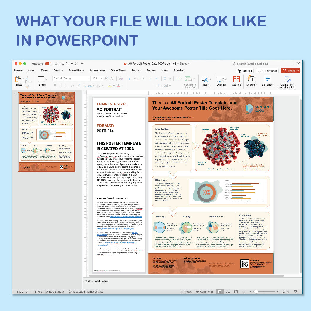A0 Portrait PowerPoint Template – Bio 02