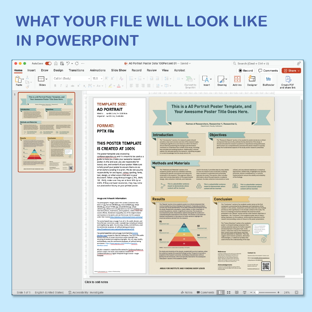 A0 Portrait PowerPoint Template – Generic 01