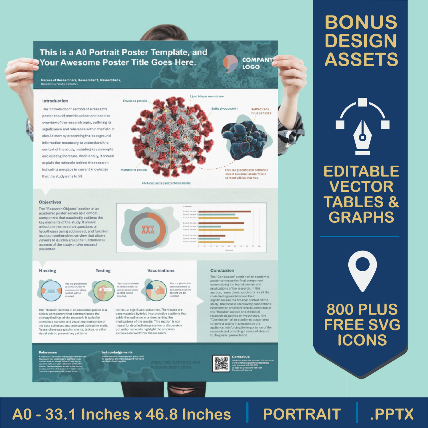 A0 Portrait PowerPoint Template – Bio 01
