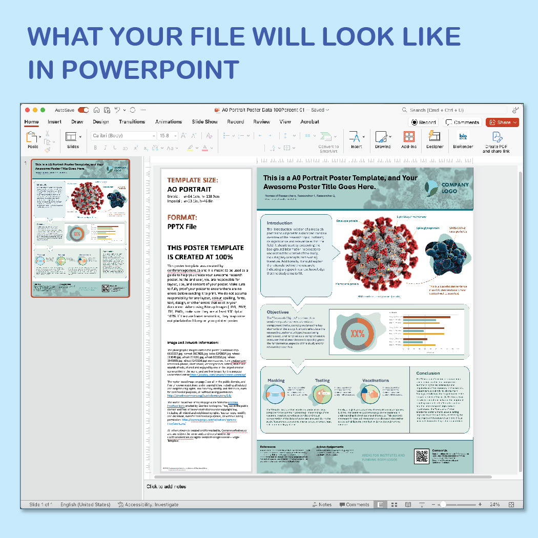 A0 Portrait PowerPoint Template – Bio 03