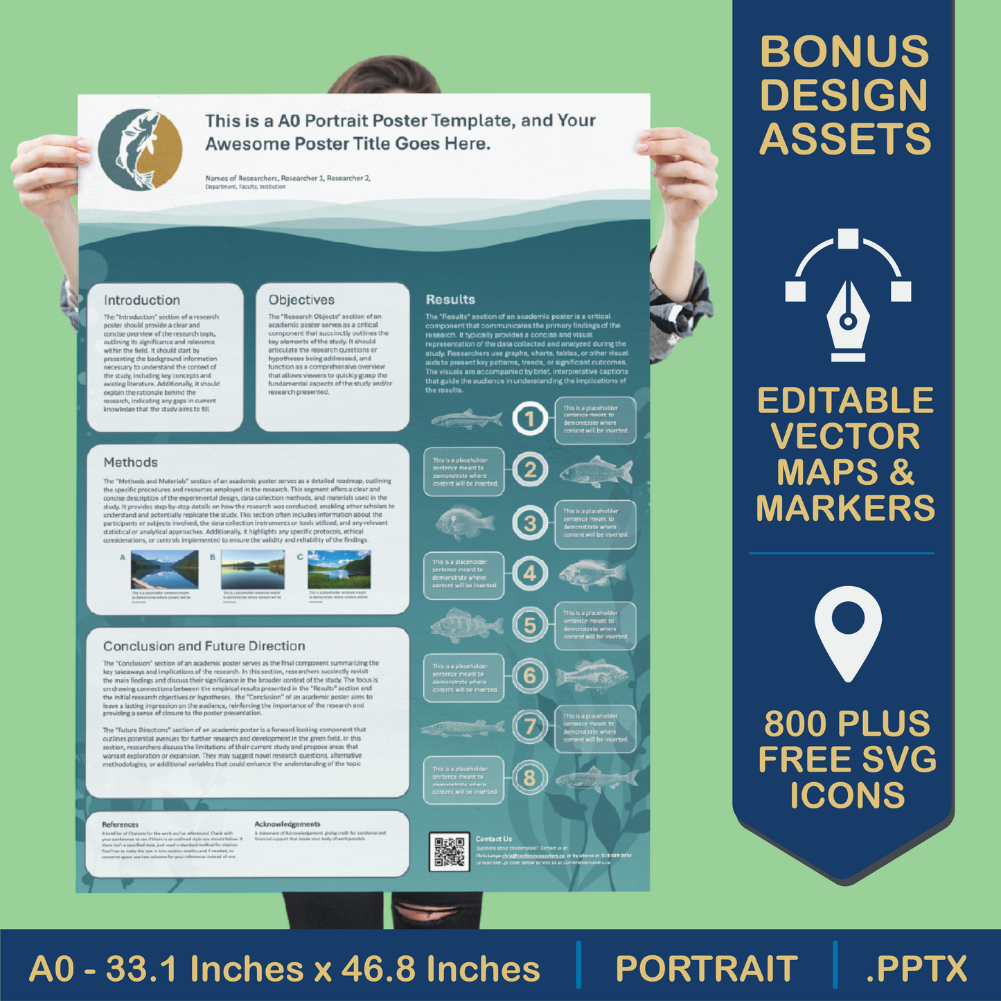 A0 Portrait PowerPoint Template – Bio 04