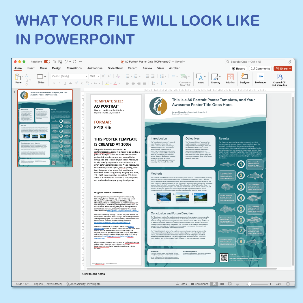 A0 Portrait PowerPoint Template – Bio 04