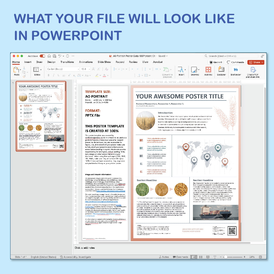 A0 Portrait PowerPoint Template – Commerce 01