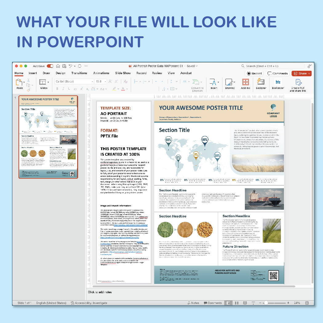 A0 Portrait PowerPoint Template – Commerce 02