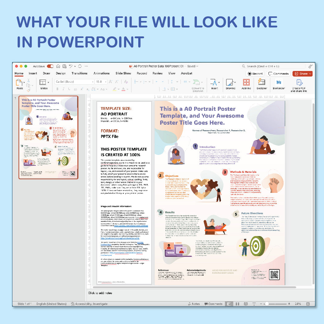 A0 Portrait PowerPoint Template – Wellness 01