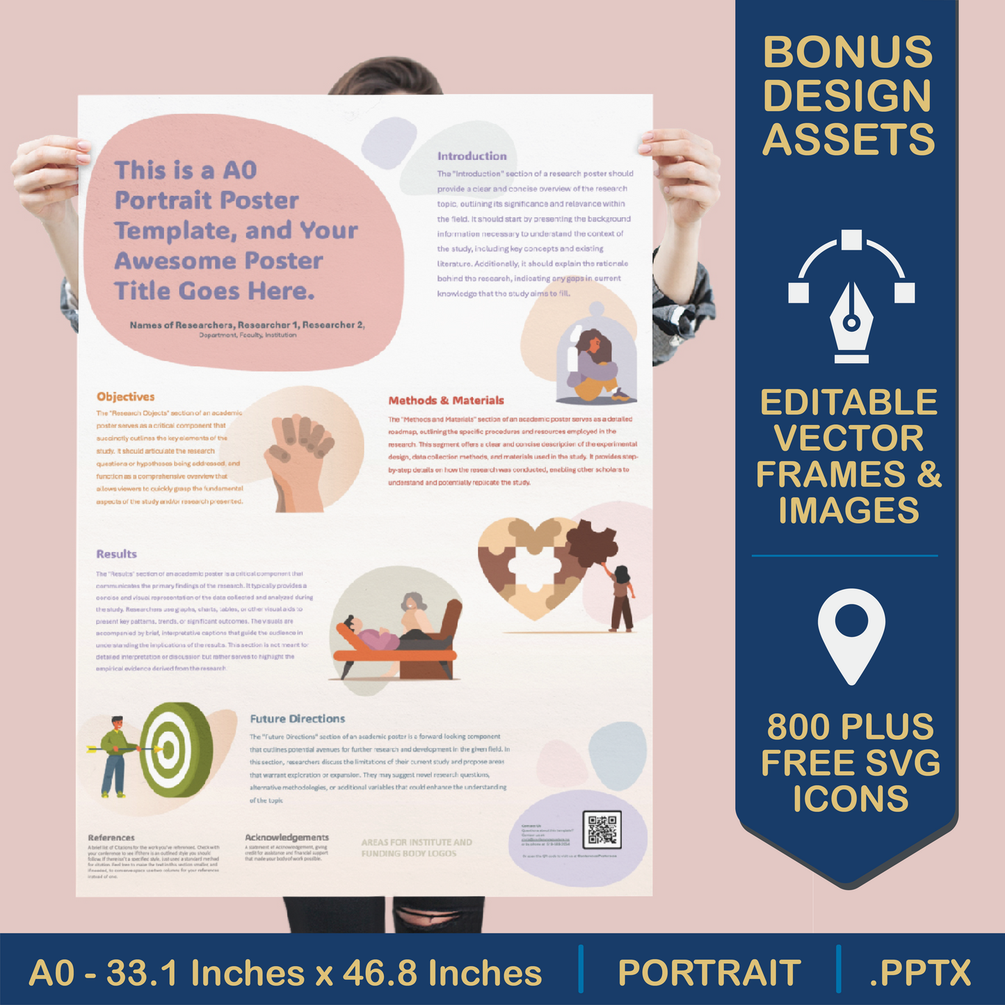 A0 Portrait PowerPoint Template – Wellness 02