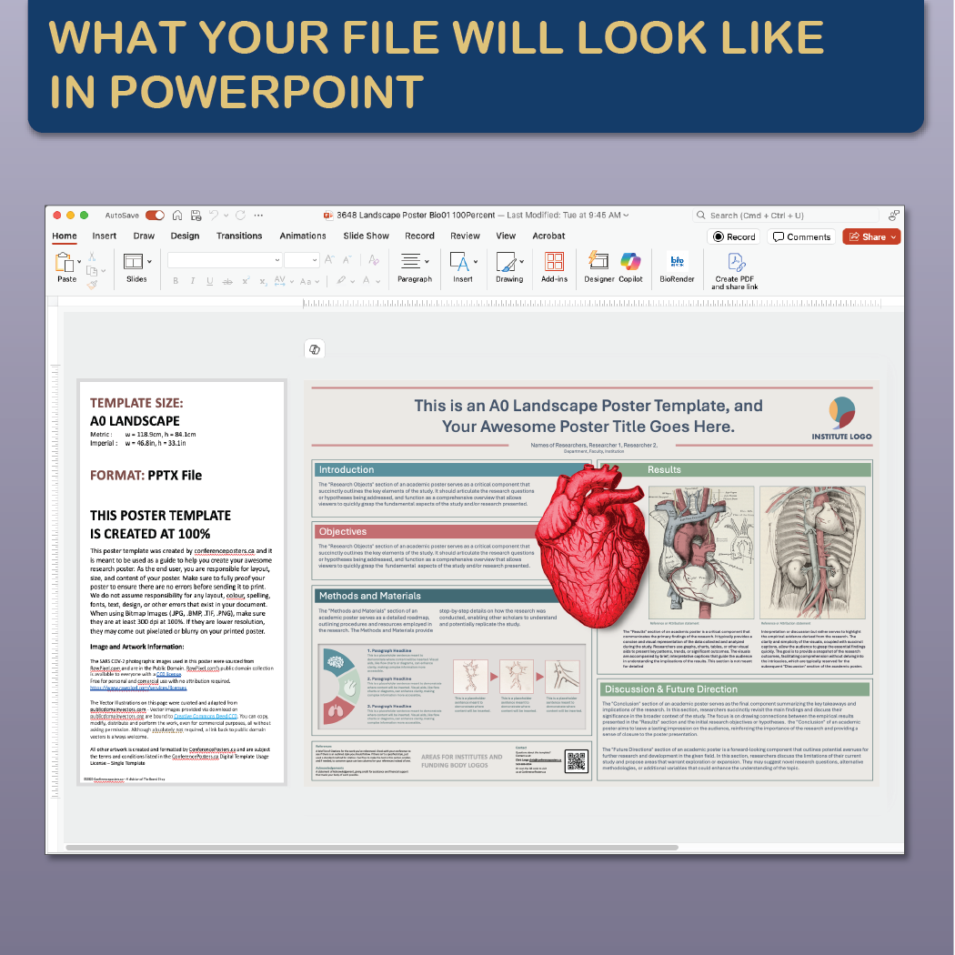 48 x 36 Landscape PowerPoint Template – Biology 05